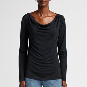 Banana Republic Black Draped Neck Blouse